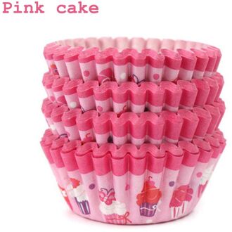 100 Stuks Vetvrij Cupcake Bakken Muffin Papier Doos Cup Case Ronde Bruiloft Cupcake Liner Bakken Cup roze