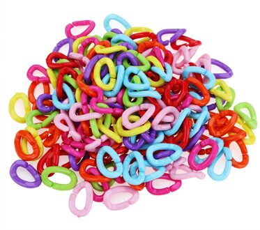 100 Stuks Vogels Accessoires C-Links Haken Papegaai Kleurrijke Swing Kooi Keten Speelgoed Kleurrijke Kralen Vogel Benodigdheden Klokken Speelgoed