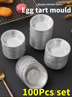 100 Stuks Wegwerp Aluminiumfolie Baking Cups Ei Taart Pan Cupcake Case Teer Cakevorm Bakewares Met Tin Barbecue Kruiden cup