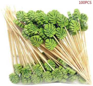 100 Stuks Wegwerp Bamboe Picks Voedsel Fruit Cocktail Handgemaakte Tandenstokers Picknick Feestartikelen Decoratie