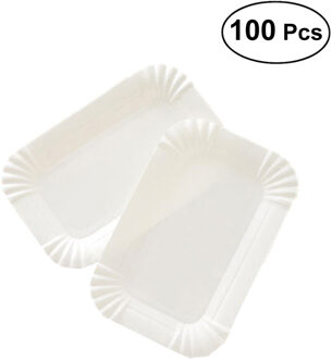 100 stuks Wegwerp Cake Papieren Borden Bestek Lade Taart Schotel Papier Plaat Servies voor Baby Shower Verjaardag Bruiloft Feestartikelen