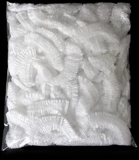 100 Stuks Wegwerp Douche Cap Spa Kapsalon Hotel Eenmalige Elastische Douche Badmuts Waterdichte Douche Hoed Haar cap Voor Badkamer 100stk wit