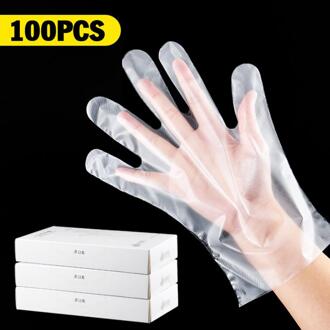 100 Stuks Wegwerp Handschoenen Catering Haar Producten Eten Kreeft Dikker Transparante Plastic Pe Film Handschoenen