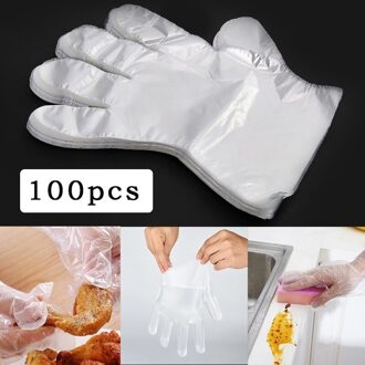 100 Stuks Wegwerp Handschoenen Pe Tuin Huishouden Restaurant Bbq Plastic Multifunctioneel Handschoenen Voor Voedsel Schoonmaken Keuken Accessoires