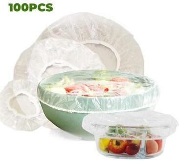 100 Stuks Wegwerp Herbruikbare Kom Covers Met Elastische Houden Vers Voedsel Opslag Saran Wrap Voor Koelkast Keuken