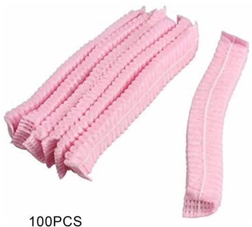 100 Stuks Wegwerp Hoed Ronde Niet-geweven Hoofddeksels Stofdicht Chef Voedsel Fabriek Workshop Anti-Haaruitval cap Roze