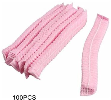 100 Stuks Wegwerp Hoed Ronde Niet-geweven Hoofddeksels Stofdicht Chef Voedsel Fabriek Workshop Anti-Haaruitval cap roze