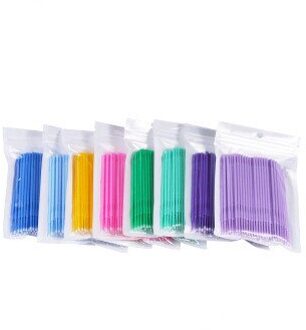 100 Stuks Wegwerp Kleurrijke Wattenstaafjes Microbrush Wimpers Extension Reinigingsspatel Cosmetische Tool geel 0.25cm