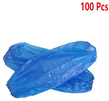 100 Stuks Wegwerp Mouwen Cover Waterdichte Milieu Pe Arm Covers Oversleeves Olie-Proof Beschermhoes Voor Thuis Keuken blauw