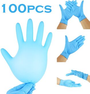 100 Stuks Wegwerp Nitril Handschoenen Werk Handschoen Voedsel Prep Koken Handschoenen/Keuken Voedsel Waterdichte Service Schoonmaak Handschoenen Blauw blauw / M