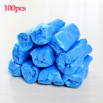 100 Stuks Wegwerp Overschoenen Blauw Slip Plastic Tapijt Reinigen Overschoenen Modder-Proof Covers Overschoenen Waterdichte Plastic Dikke