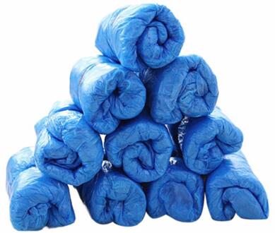 100 Stuks Wegwerp Overschoenen Wegwerp Plastic Dikke Outdoor Regenachtige Dag Tapijt Reinigen Schoen Cover Blauw Waterdichte Schoen Covers