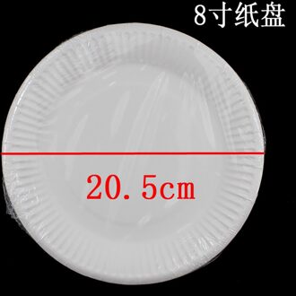 100 Stuks Wegwerp Plaat 100% Composteerbaar Wit Papier Plaat Ronde Taart Plaat Voor Party/Camping 8 duim