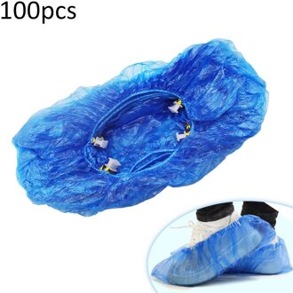100 Stuks Wegwerp Plastic Dikke Outdoor Regenachtige Dag Tapijt Reinigen Schoen Cover Blauw Waterdichte Schoen Covers Shoe Cover