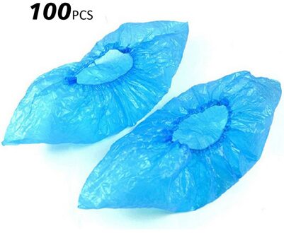 100 Stuks Wegwerp Plastic Dunne Dikke Outdoor Regen Tapijt Reinigen Schoen Cover Blauw Waterdichte Schoen Cover Shoe Cover