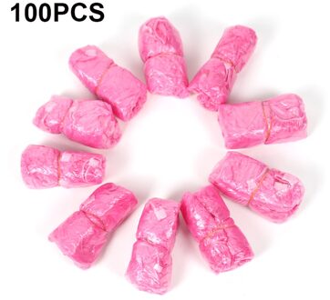 100 Stuks Wegwerp Plastic Overschoenen Draagbare Carry Boot Antislip Beschermende Covers roze