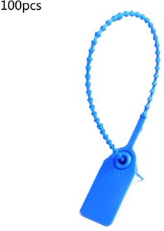 100 Stuks Wegwerp Plastic Pull-Tite Security Seals Bewegwijzering Genummerd Zelf Sloten 35ED Blauw