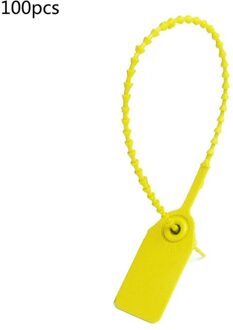 100 Stuks Wegwerp Plastic Pull-Tite Security Seals Bewegwijzering Genummerd Zelf Sloten geel
