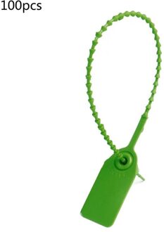 100 Stuks Wegwerp Plastic Pull-Tite Security Seals Bewegwijzering Genummerd Zelf Sloten groen
