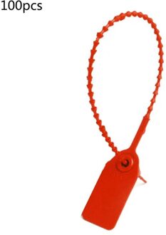 100 Stuks Wegwerp Plastic Pull-Tite Security Seals Bewegwijzering Genummerd Zelf Sloten Rood