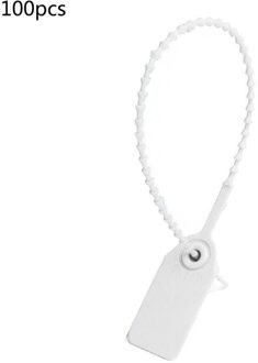 100 Stuks Wegwerp Plastic Pull-Tite Security Seals Bewegwijzering Genummerd Zelf Sloten wit