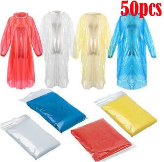 100 Stuks Wegwerp Regenjas Adult Emergency Waterdichte Kap Poncho Reizen Wandelen Camping Regenjas Unisex Regenkleding Unisex 50stk