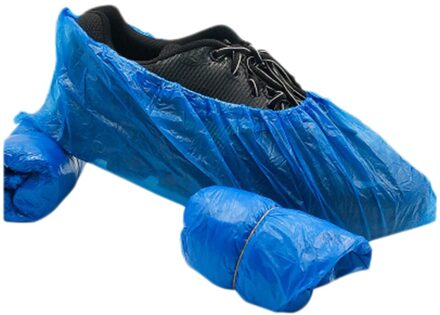 100 Stuks Wegwerp Schoenen Covers Plastic Dikke Outdoor Regenachtige Dag Tapijt Reinigen Schoen Cover Blauw Ademend Waterdicht Schoen Covers