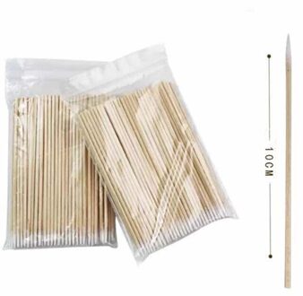 100 Stuks Wegwerp Wattenstaafjes Pluizende Micro Brushe Hout Wattenstaafje Swabs Oor Schoon Stok Wimper Extension Lijm Verwijderen tool 10cm 100stk
