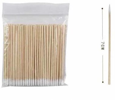 100 Stuks Wegwerp Wattenstaafjes Pluizende Micro Brushe Hout Wattenstaafje Swabs Oor Schoon Stok Wimper Extension Lijm Verwijderen tool 7cm 100stk