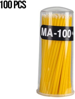100 Stuks Wegwerp Wimper Wattenstaafje Micro Brush Up Kwasten Duurzaam Microbrush Applicator Wimper Extensions Make Up Tool geel