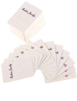 100 Stuks Witte Rechthoek Oor Haken Stud Houder Oorbel Kaarten 44X31Mm (J2004)