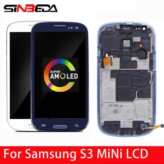 100% Super Amoled Lcd Voor Samsung Galaxy S3 Mini I8190 I8190N I8195 Lcd-scherm Touch Screen Digitizer Vergadering wit nee kader