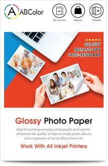 100 Vellen A4 Glanzend Fotopapier Inkjet Papier Fotografische Papier 200G Waterdichte Compatibel Voor Alle Inkjet Printer