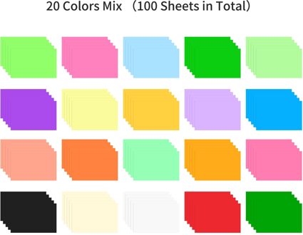 100 Vellen A4 Kleur Kopieerpapier 210x29 7Mm/8.3x11.7in Printer Papier 70GSM Voor Copy Printing Schrijven Ambachten & art 20 kleuren mengen