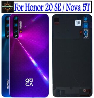 100% Voor Huawei Nova 5T Batterij Cover Honor 20 Se Achter Deur Behuizing Back Case Vervangen Telefoon Huawei honor 20se Batterij Cover blauw met lens