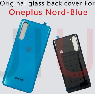 100% Voor Oneplus Nord Batterij Cover Back Glass Rear Deur Behuizing Case Back Panel Batterij Cover Met Lijm Oneplus nord blauw Nolens