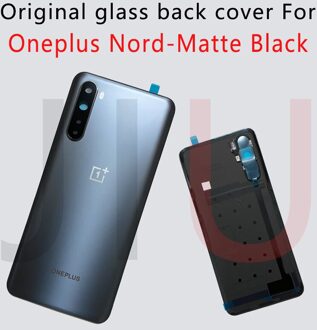 100% Voor Oneplus Nord Batterij Cover Back Glass Rear Deur Behuizing Case Back Panel Batterij Cover Met Lijm Oneplus nord lens matte zwart