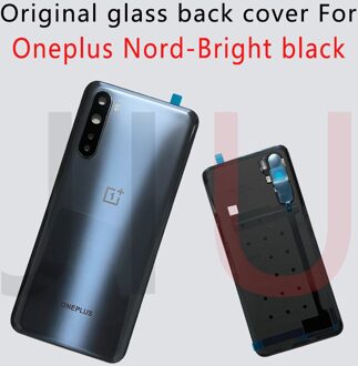 100% Voor Oneplus Nord Batterij Cover Back Glass Rear Deur Behuizing Case Back Panel Batterij Cover Met Lijm Oneplus nord wite lens zwart