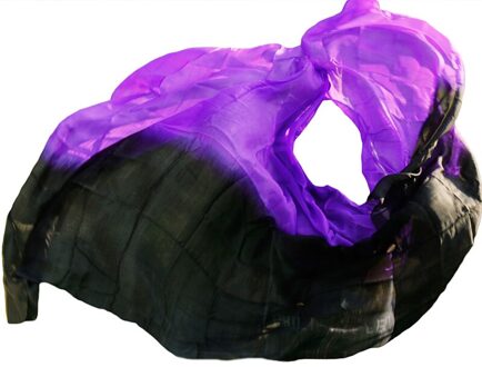 100% Zijde Buikdans Sluier Buikdans Zijden Sjaal Sjaal Zwart + Paars Buikdans Praktijk Prestaties Zijde Sluiers 250/270*114Cm