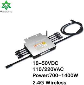 1000-1400W PV Solar Micro Inverter 24V 36V On Grid Tie Inversor Smart Microinverter 110V 220V Pure Sine Wave For 4*350W Plate