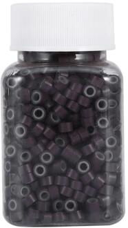 1000 stks/Fles 5mm Aluminium Siliconen Voering Rings Loops Kralen Gereedschap Voor Human Hair Extension Kapper Kappers Gereedschap 5 kleuren bruin