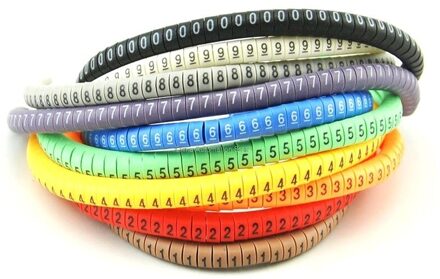 1000 Stuks 0 tot 9 nummer Kabel Draad Marker 18 AWG-12 AWG EC-1 2.5mm2