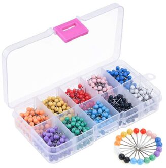 1000 Stuks 1/8 Inch Kaart Push Pins Kaart Kopspijkers Met Plastic Ronde Hoofden En Stalen Naald Punten 10 Kleuren (elke Kleur 100 Pcs)