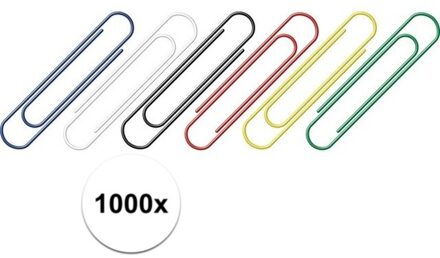 1000 stuks handige gekleurde paperclips 1000
