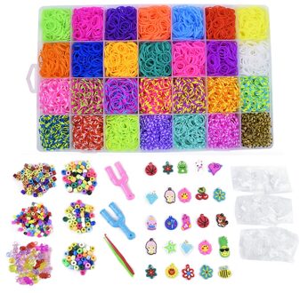10000 Rainbow Rubber Band Hand-Geweven Set Diy Kleurrijke Rubber Band Kinderen Speelgoed Geweven Armband Set C