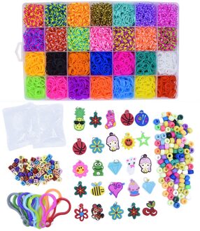 10000 Rainbow Rubber Band Hand-Geweven Set Diy Kleurrijke Rubber Band Kinderen Speelgoed Geweven Armband Set