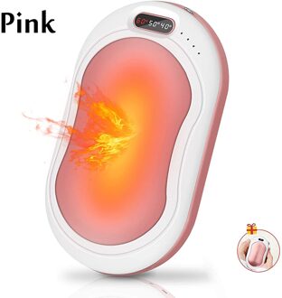 10000mA Elektrische Hand Warmer Usb Opladen Winter Warm Pocket Power Bank Handwarmer 3 Modes Quick Verwarming Led Zaklamp roze