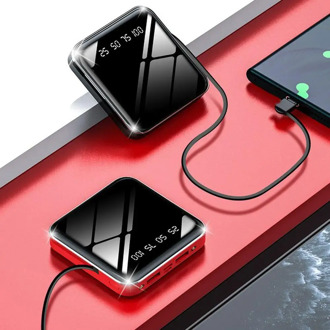 10000mah 20000mAh Power Bank With Cable Fast Charging Digital Display Mini Mirror Powerbank 3 In 1 External Battery Poverbank