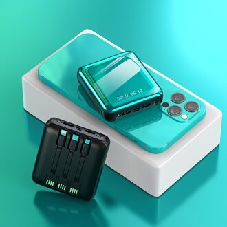 10000Mah Draagbare Mini Power Bank Spiegel Screen Led Display Powerbank Externe Batterij Poverbank Voor Smart Mobiele Telefoon groen 10000mAh