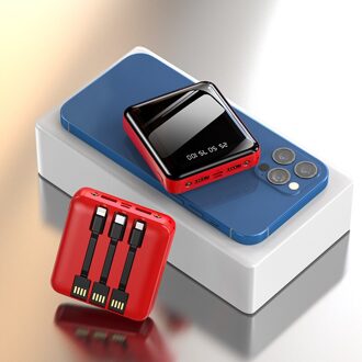 10000Mah Draagbare Mini Power Bank Spiegel Screen Led Display Powerbank Externe Batterij Poverbank Voor Smart Mobiele Telefoon rood 10000mAh